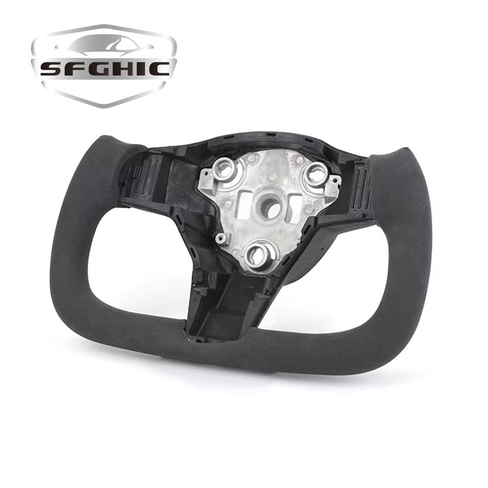 Customized Carbon Fiber Steering Wheel Car Accessories For Tesla Model Y 3 S X 2021-2024 Alcantara Leather Yoke Steering Wheel