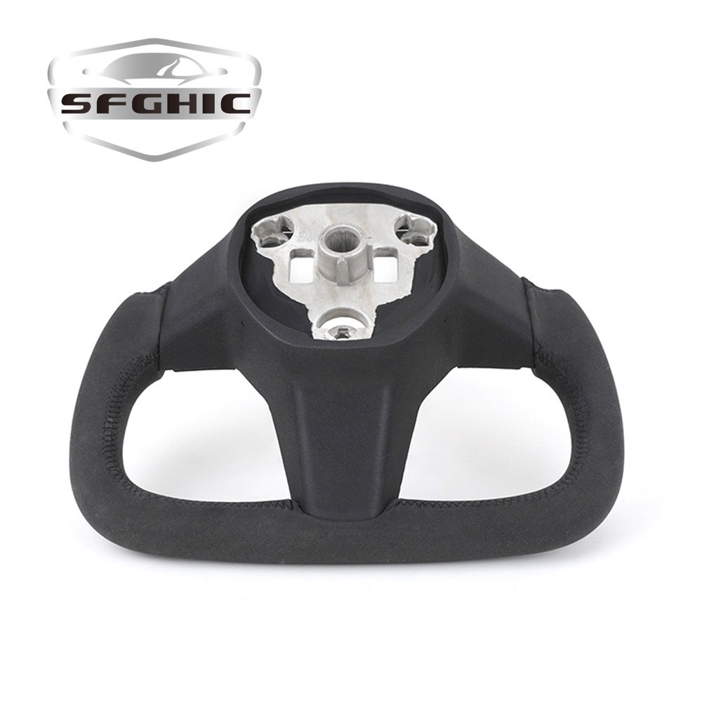 Customized Carbon Fiber Steering Wheel Car Accessories For Tesla Model Y 3 S X 2021-2024 Alcantara Leather Yoke Steering Wheel
