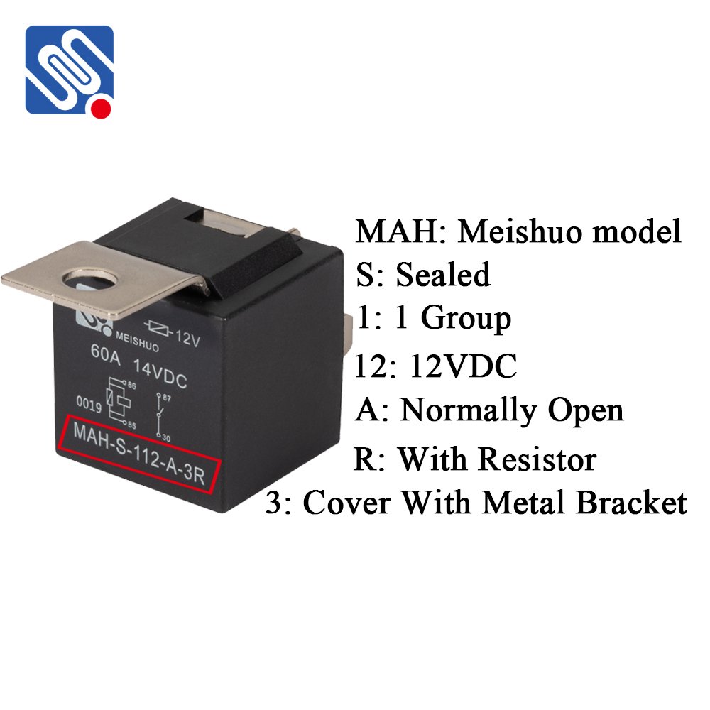 Meishuo MAH 40A 60A DC12V 24V Black Transparent Relay Electrical Relais SPDT 4/5 Pins Auto Power Relay for Car Used