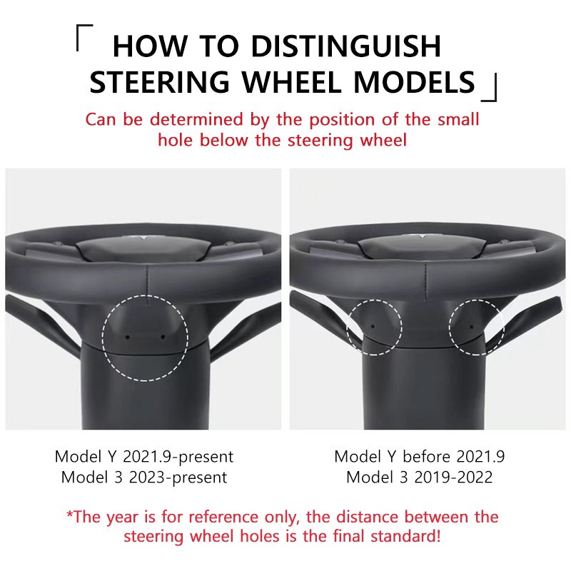 Car Steering Wheel for Tesla Model 3 Y 2019-2023 Leather Steering Wheel Carbon Fiber Patch
