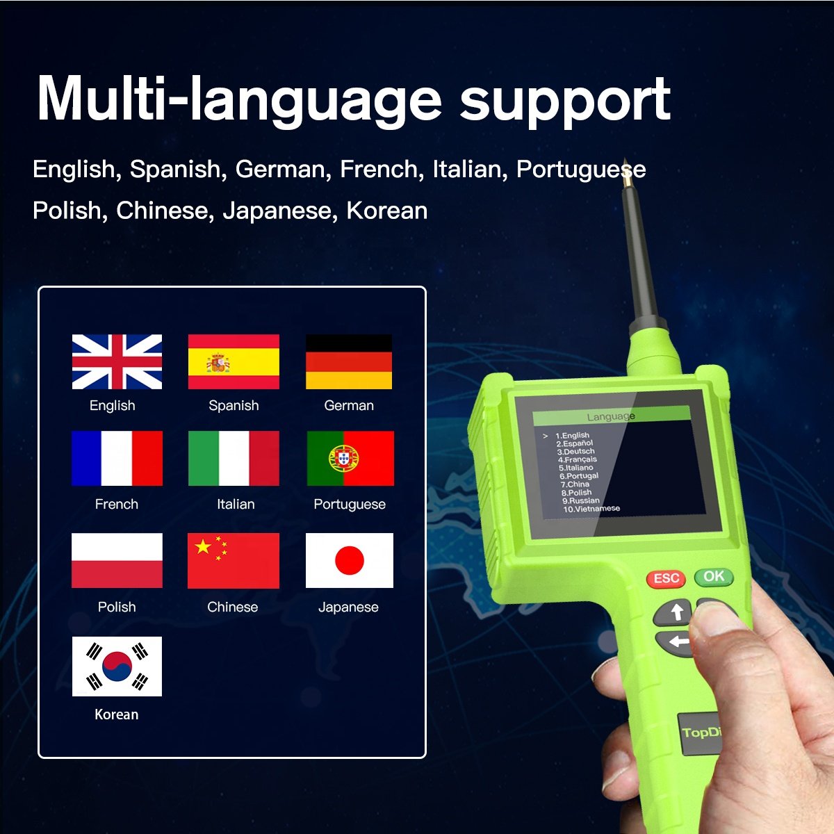 JDiag New Circuit Tester 9-48V Smart Hook Master Edition TopDiag P200PRO With Relay Testing Injector Test/cleaning Power Probe