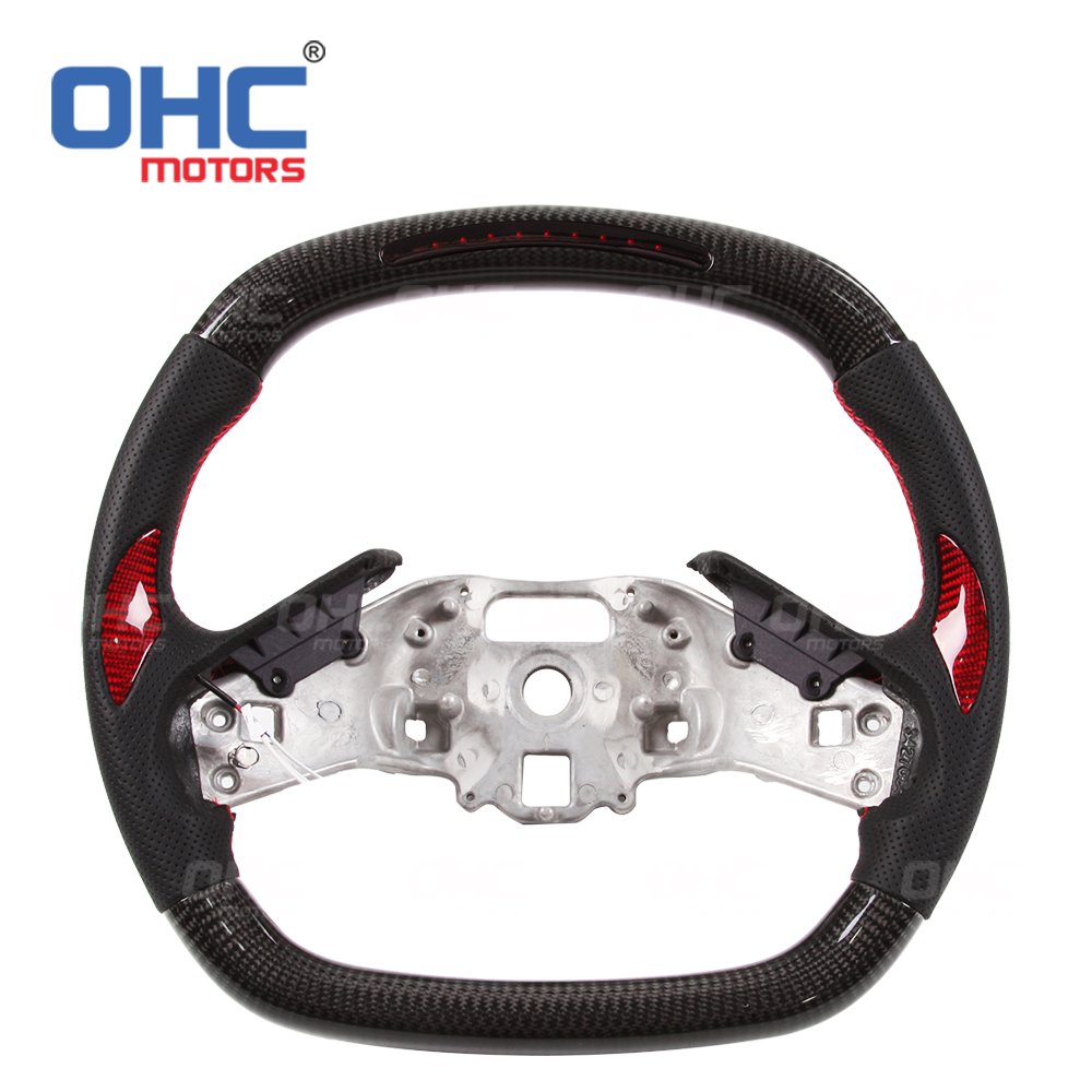 LED Performance Real Carbon Fiber Steering Wheel for Chevrolet Corvette C8 Convertible 2016 2017 2018 2019 2020 2021 2022
