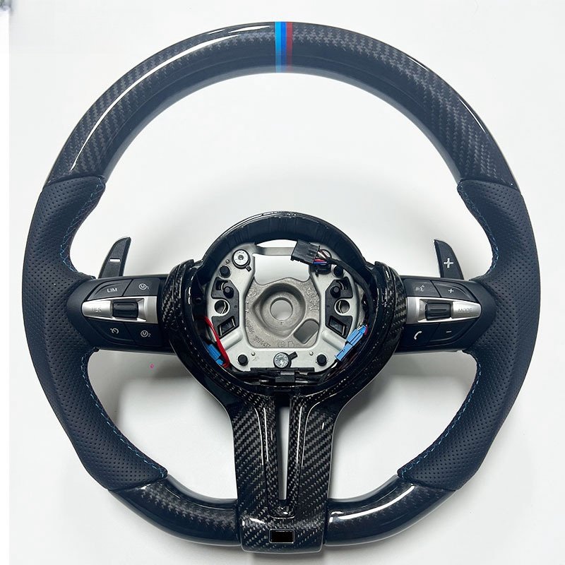 Custom Black perforated leather Carbon M Sports steering wheel Custom car parts Carbon fiber steering wheel