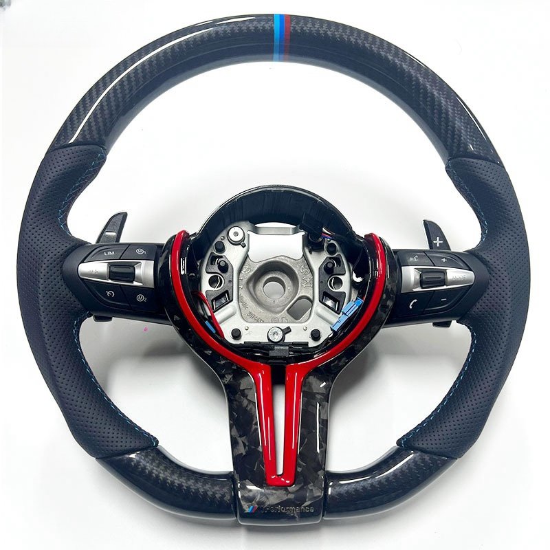 Custom Black perforated leather Carbon M Sports steering wheel Custom car parts Carbon fiber steering wheel