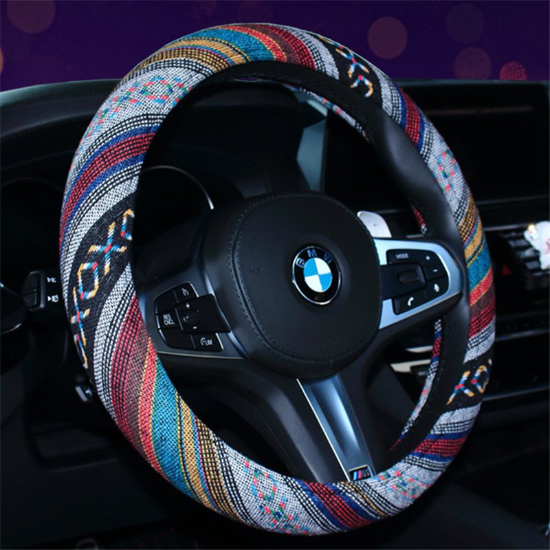 Steering wheel cover New national style old coarse linen/Fur/Velvet car steering wheel cover