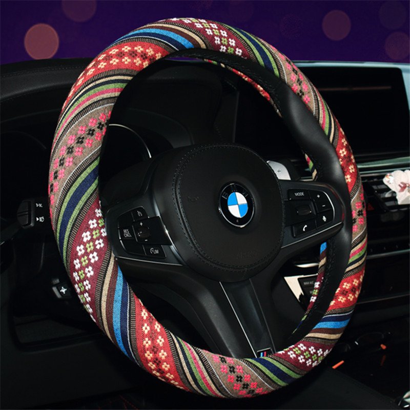 Steering wheel cover New national style old coarse linen/Fur/Velvet car steering wheel cover