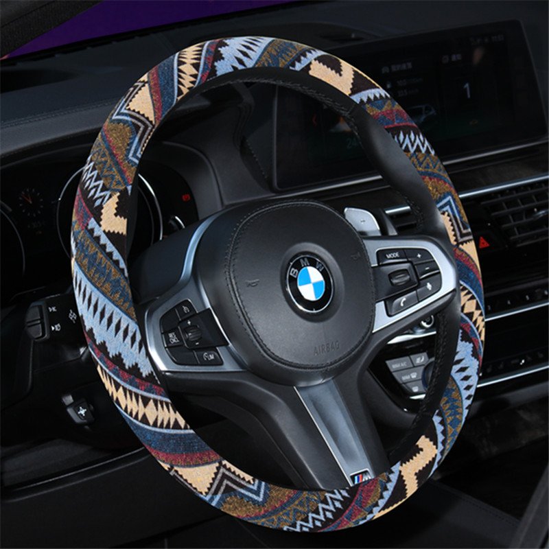 Steering wheel cover New national style old coarse linen/Fur/Velvet car steering wheel cover