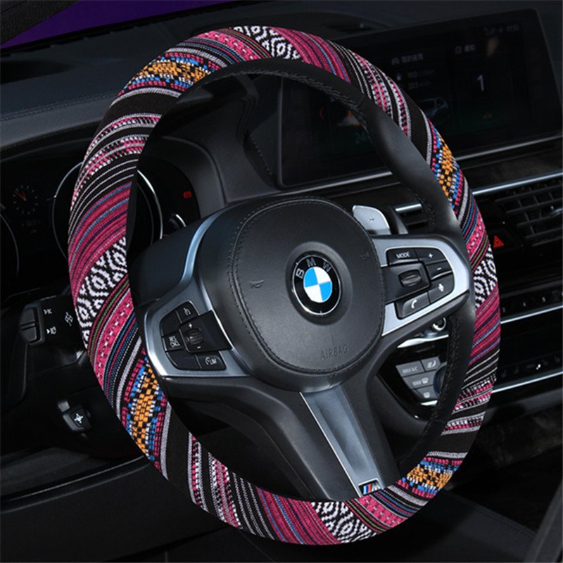 Steering wheel cover New national style old coarse linen/Fur/Velvet car steering wheel cover