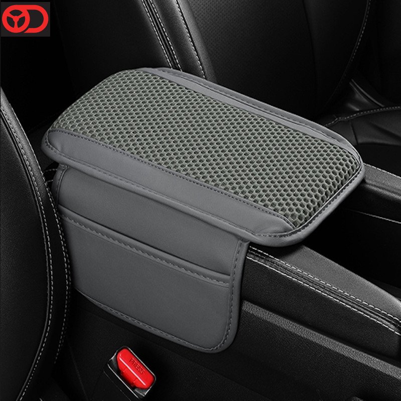 PU Leather Armrest Cushion Breathable Memory Cotton Mat Car Phone Holder Car Storage Bag for Car Accessories