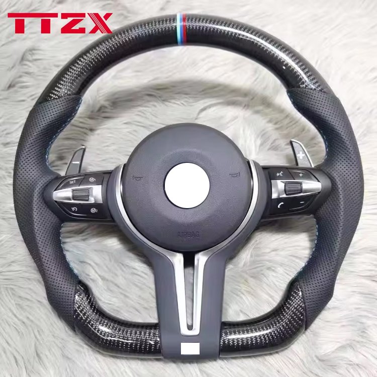 Custom Black Perforated Leather Carbon M Sport Steering Wheel For BMW F10 F30 F31 F32 F20 E92 E60 X6 E71 X5 E70 M3 M4 M5 M6