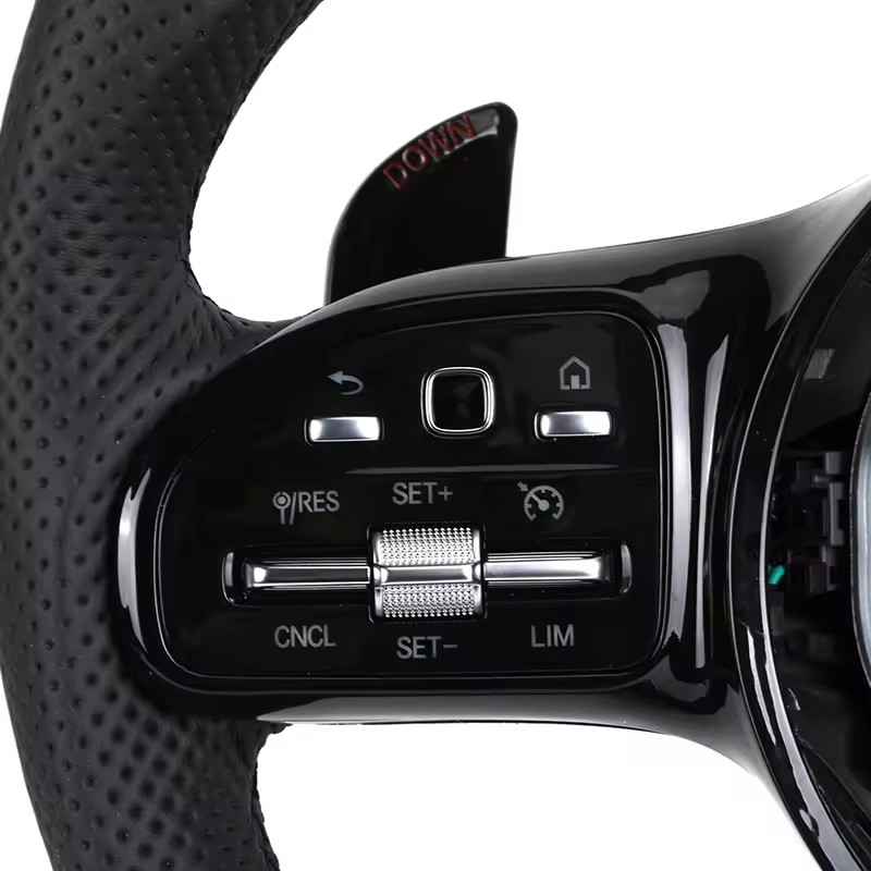 With Piano Black Trim Full Leather Steering Wheel for Mercedes Benz W211 W169 W177 W221 GLS X167 GLA45 X156 Gle 53 AMG GT 2023