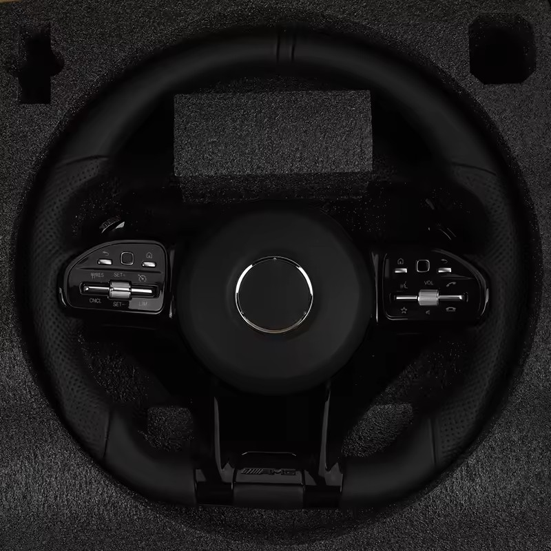 With Piano Black Trim Full Leather Steering Wheel for Mercedes Benz W211 W169 W177 W221 GLS X167 GLA45 X156 Gle 53 AMG GT 2023