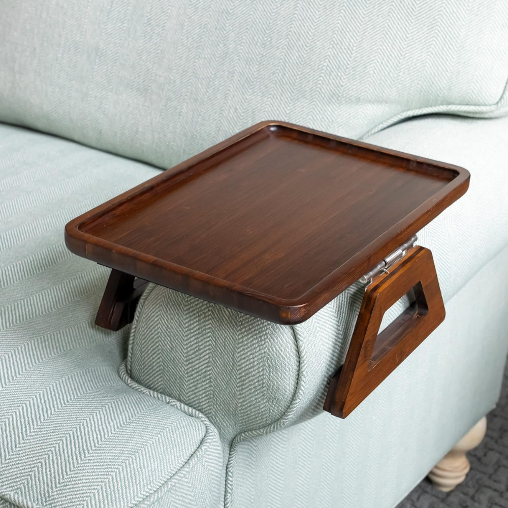 Factory Wholesale Acacia Wood Sofa Arm Clip on Tray Table Nice Price Sofa Armrest Tray From Vietnam