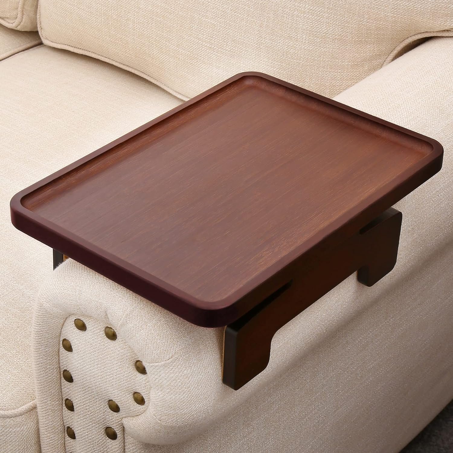 Factory Wholesale Acacia Wood Sofa Arm Clip on Tray Table Nice Price Sofa Armrest Tray From Vietnam