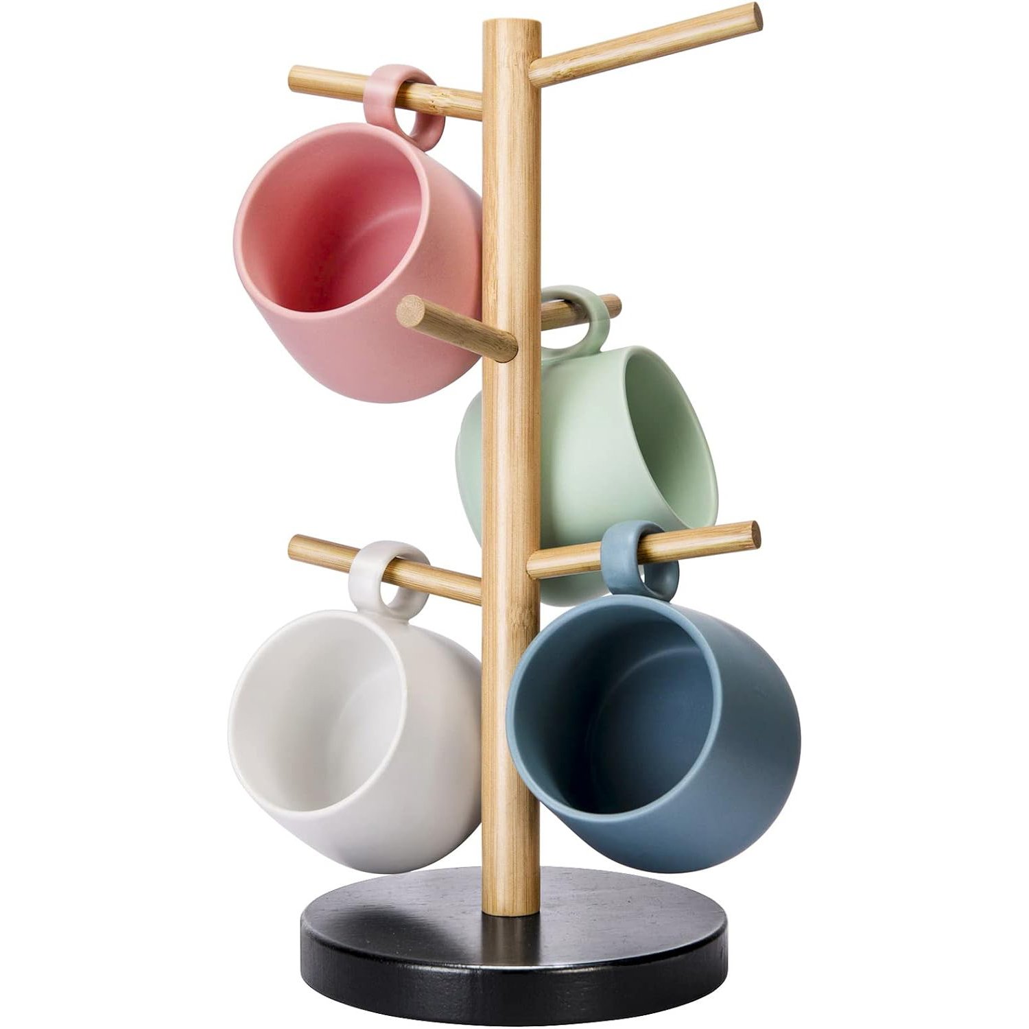 Bamboo Cup Holder There Are 8 Hooks Cup Holder Organizer Made of High Quality Pure Natural Bamboo, Durable, Not Easy to Deform