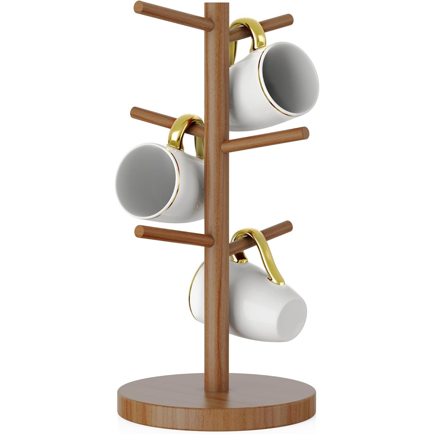 Bamboo Cup Holder There Are 8 Hooks Cup Holder Organizer Made of High Quality Pure Natural Bamboo, Durable, Not Easy to Deform