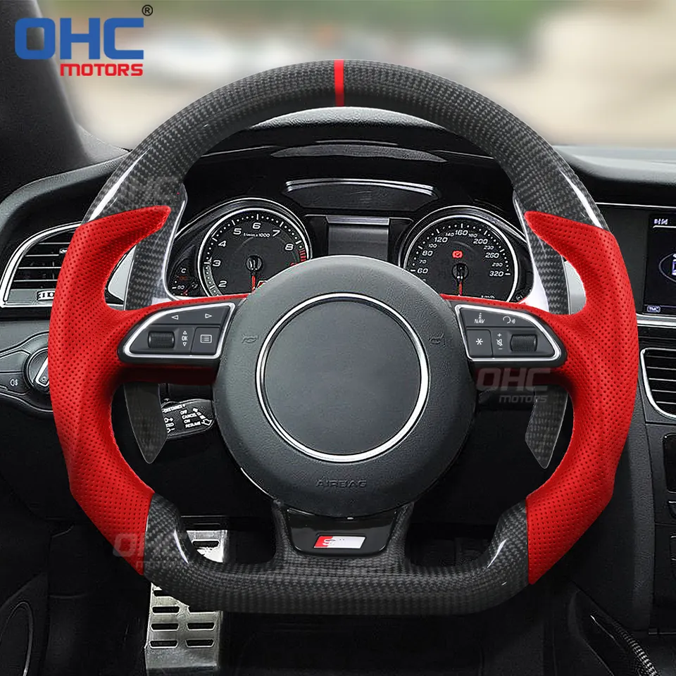 Factory Carbon Fiber Steering Wheel For Volante Audi S6 2012 2013 2016 S3 S4 S5 Rs Rs3 Rs4 Rs5 S-Line Sq5 Exhaust Steering Wheel