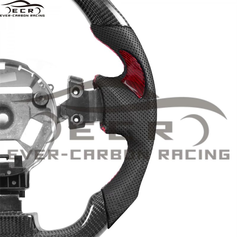 Ever-carbon Racing ECR Hotsell Racing Steering Wheel Carbon Fiber Sports Flat Bottom Red Rpm for Infiniti G37 Sports Carton Box