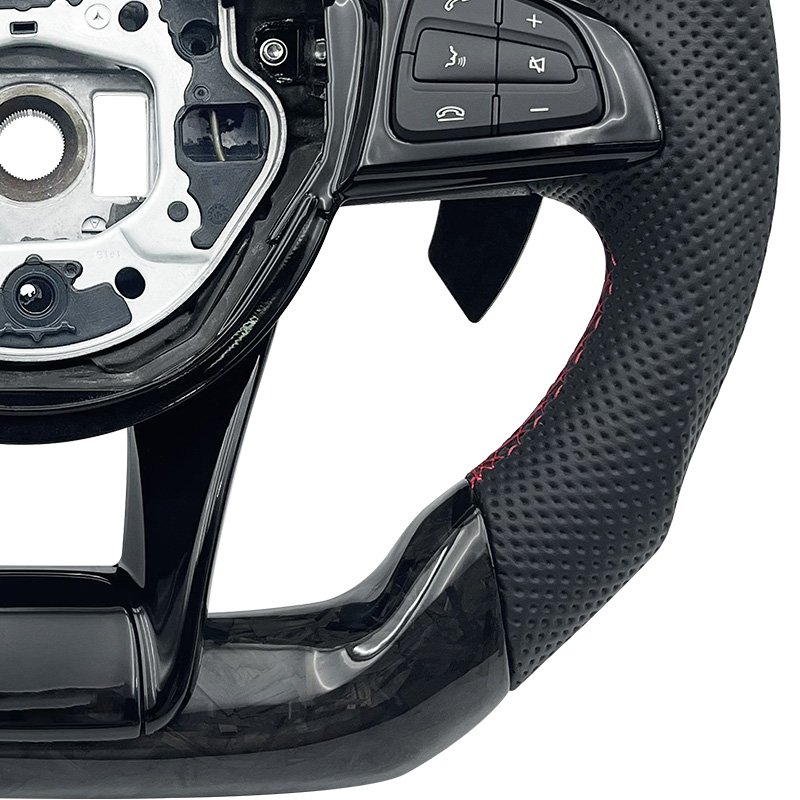 Forged carbon fiber red logo sports steering wheel For Mercedes Benz C GLC E S CLS AMG 2021-2023 ZC-205-YD-T1