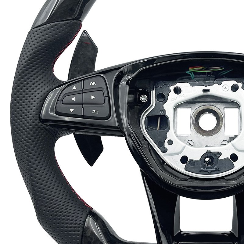 Forged carbon fiber red logo sports steering wheel For Mercedes Benz C GLC E S CLS AMG 2021-2023 ZC-205-YD-T1