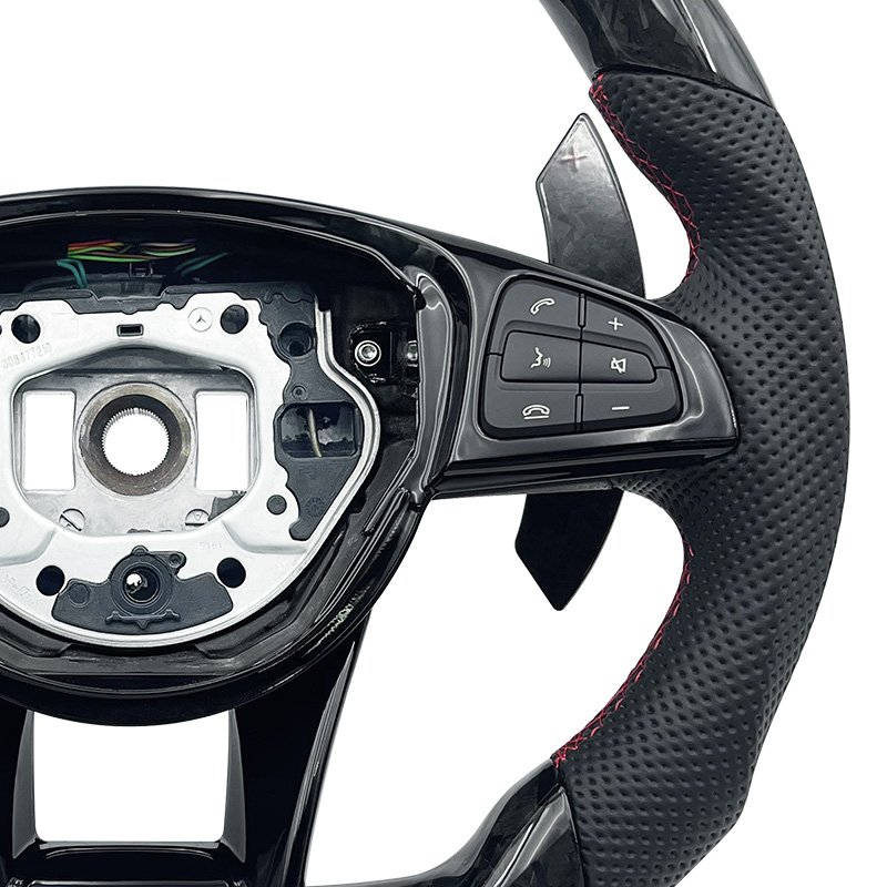 Forged carbon fiber red logo sports steering wheel For Mercedes Benz C GLC E S CLS AMG 2021-2023 ZC-205-YD-T1
