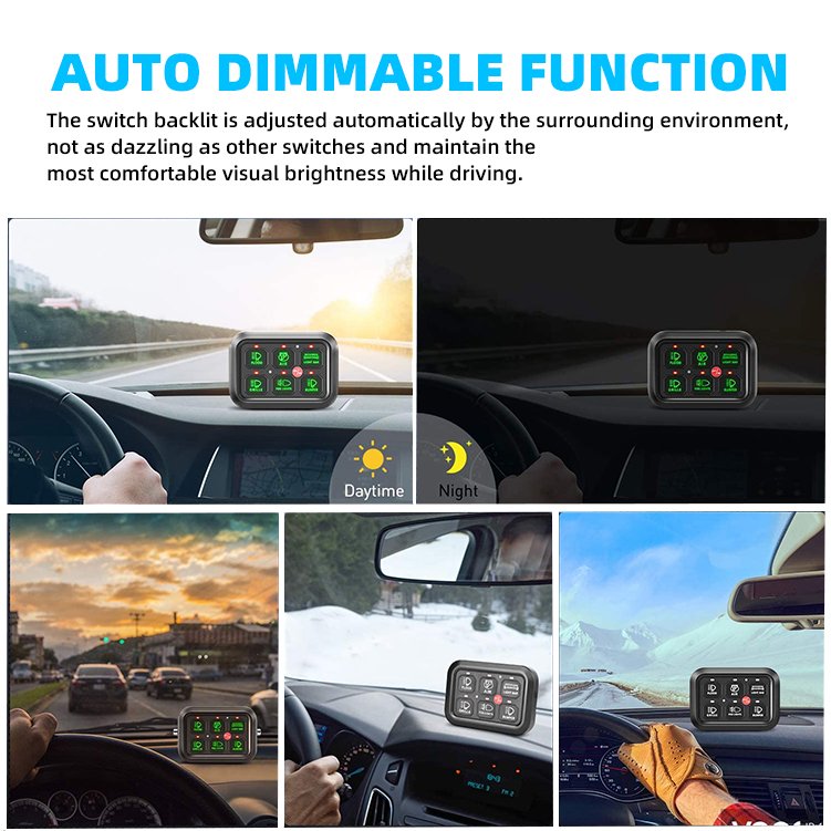 12V 6 Gang Switch Panel Universal Circuit Control Relay System Fuse Wiring Harness Automatic Dimmable ON-Off LED Switch