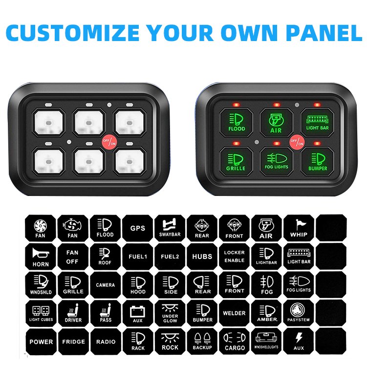 12V 6 Gang Switch Panel Universal Circuit Control Relay System Fuse Wiring Harness Automatic Dimmable ON-Off LED Switch