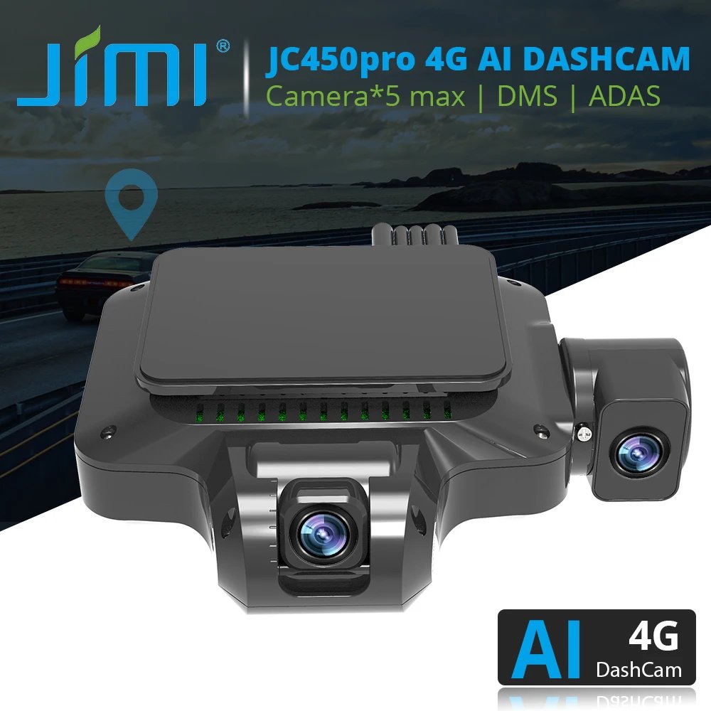 Jimi JC450 4G AI DashCam ADAS 3/4 Channes Live Video GPS Tracking Remote Monitoring Cloud Storage Wifi Car Recorder Free APP