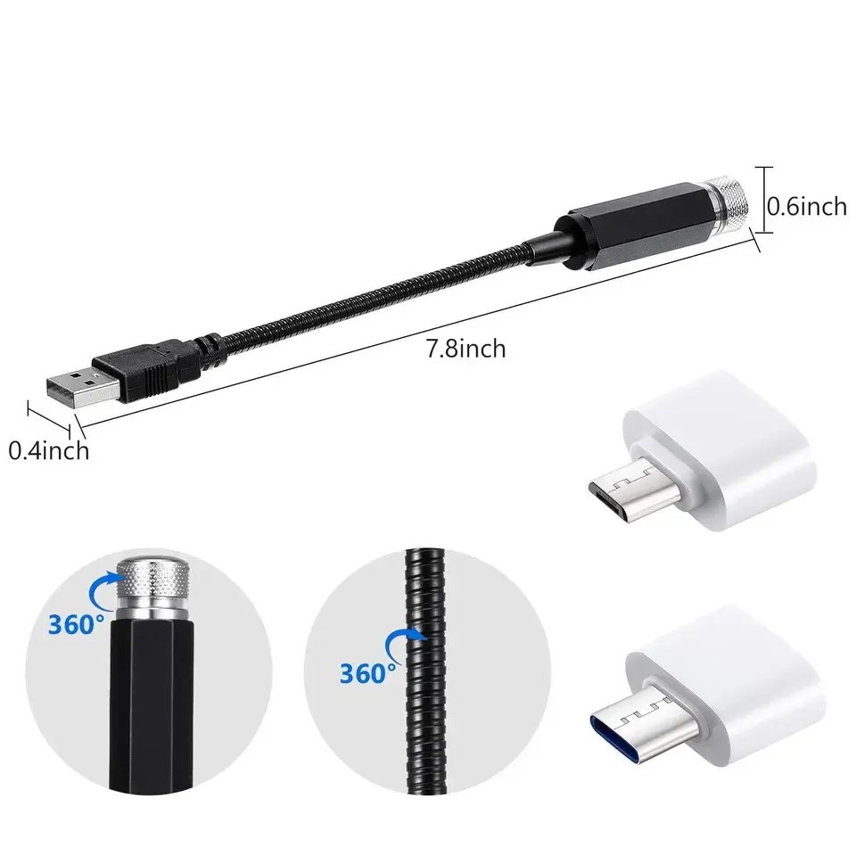 USB Starry Sky Projector Lamp LED Ambient Lighting for Car Interior Decor Model Specific Star Light Accessories