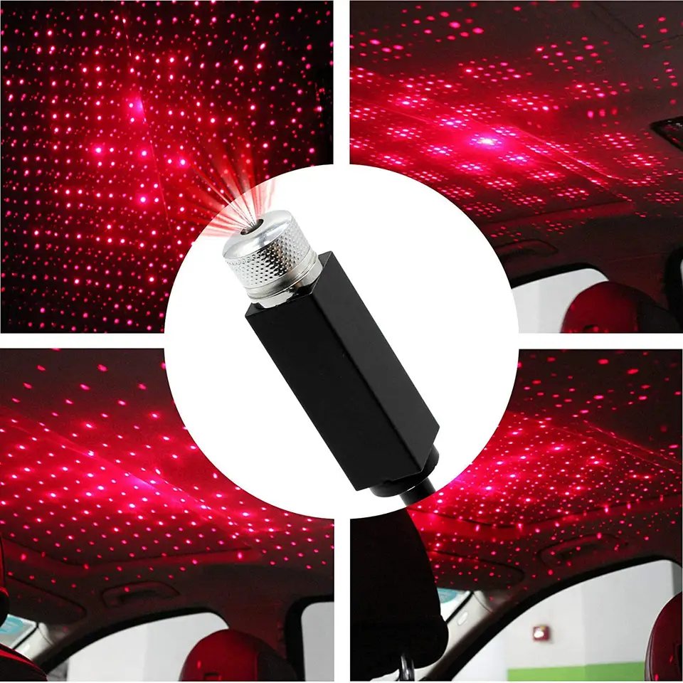 USB Starry Sky Projector Lamp LED Ambient Lighting for Car Interior Decor Model Specific Star Light Accessories