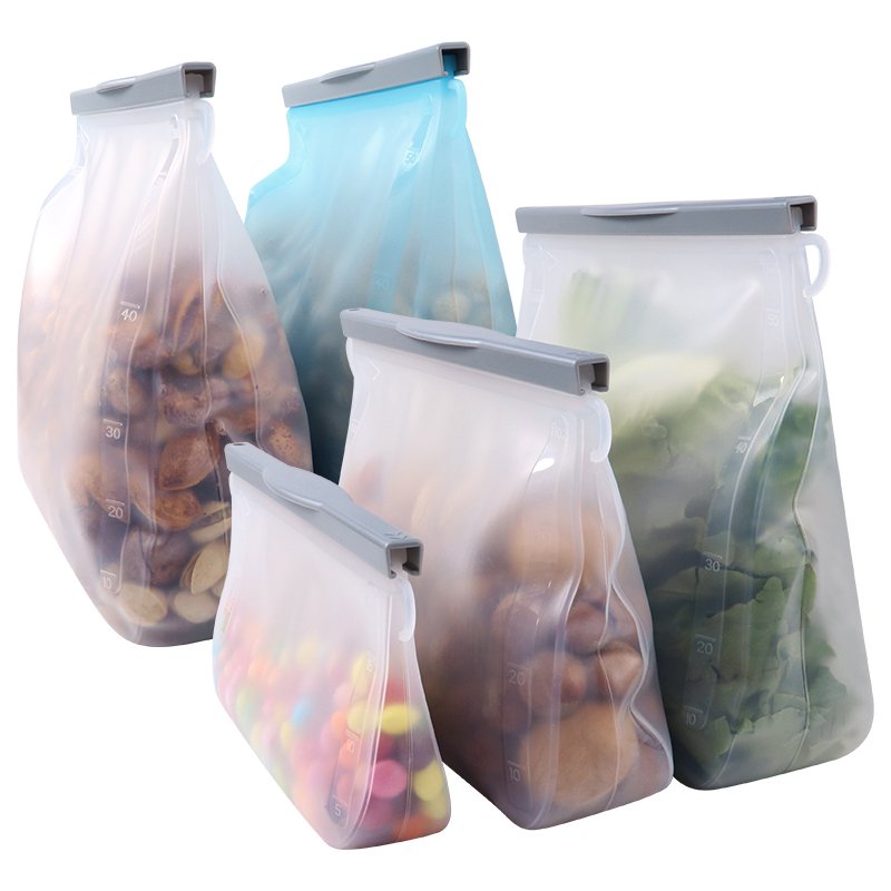 BPA Free Leakproof Silicone Reusable Airtight Kitchen Storage Container Freezer Bag Food Preservation Fruit Sandwich Storage Box