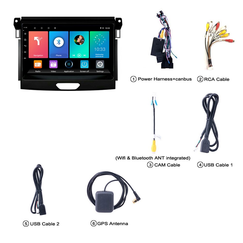 9" Android Car Stereo IPS Screen For Ford Ranger 2015 2016 2017 2018 2019 2020 GPS Multimedia Carplay Autoradio No 2Din DVD