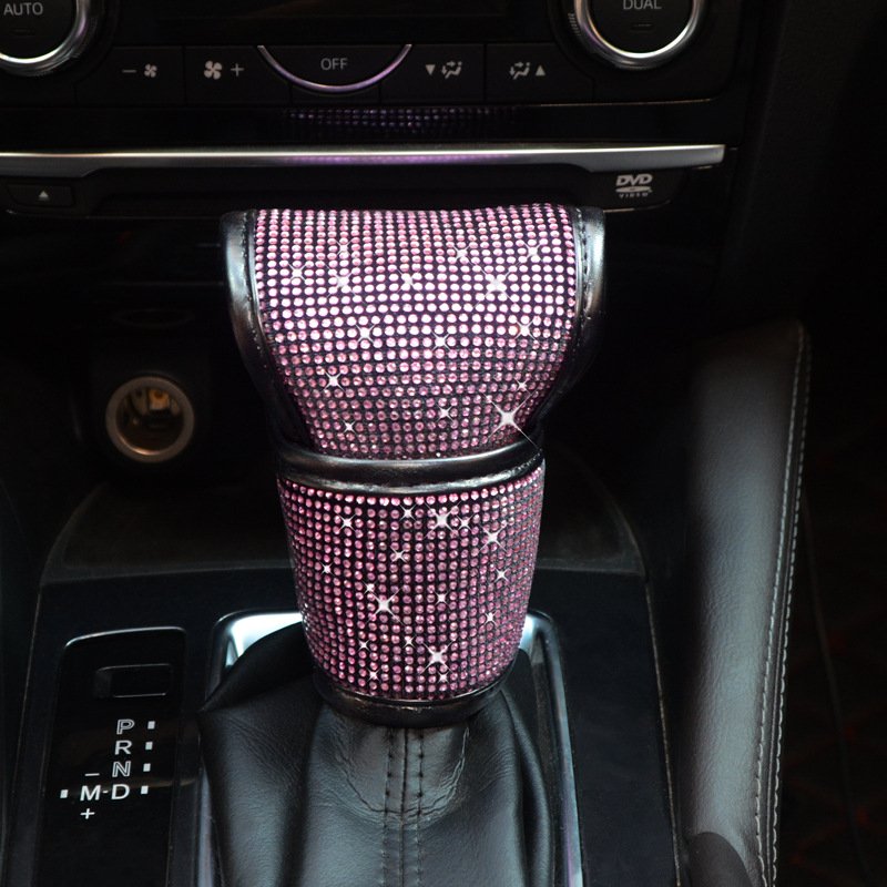Luxury Detailing Decorative Girls Bling Pink Women Car Accessories Interior Decoration Steering Wheel Cover Set