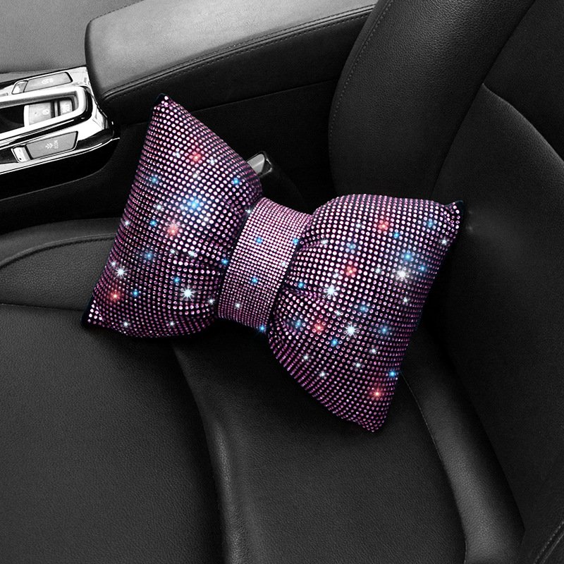 Luxury Detailing Decorative Girls Bling Pink Women Car Accessories Interior Decoration Steering Wheel Cover Set