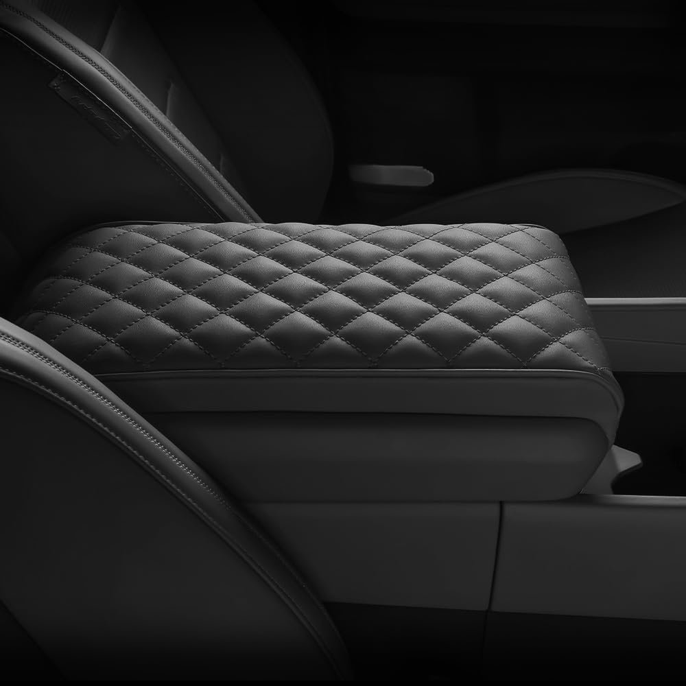 Universal PU Leather Memory Foam Auto Armrests Covers with Phone Pocket Car Armrest Pad Car Accessories