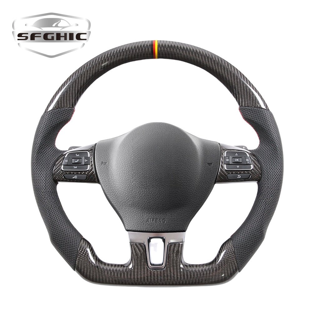 Customization Carbon Fiber leather Steering Wheel Car Accessories For Volkswagen Golf 6 GTI MK6 VW Polo GTI Scirocco R Passat CC