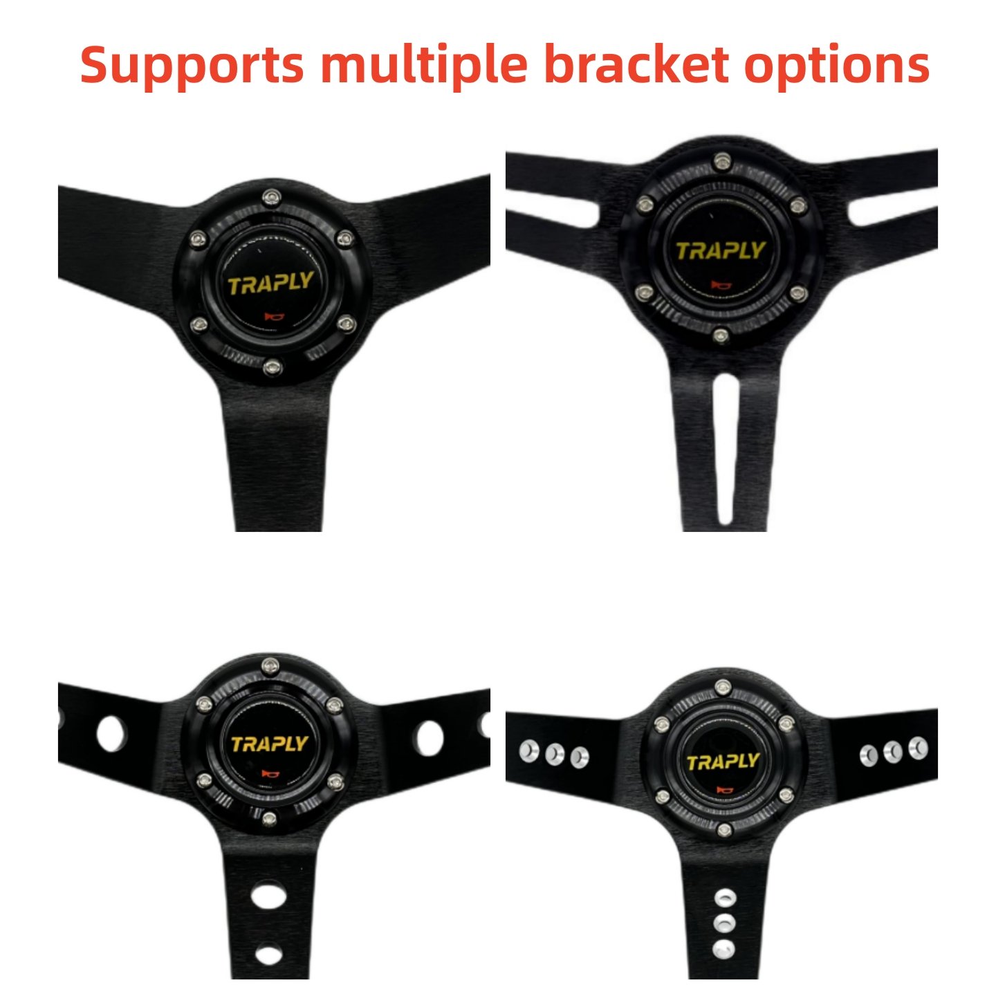 TRAPLY Custom Fashion Leather Suede Deep Dish Steering Wheel Sport Car Modified Steering Wheel