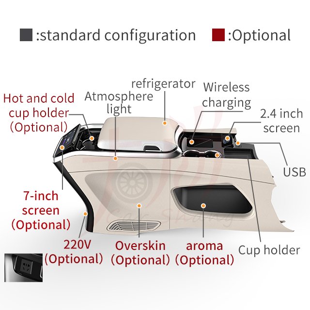 Applicable to HIACE Armrest Box Central Storage Box With Wireless Charging Touch Screen Armrest Box Modification