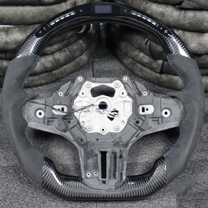 Fit for BMW G20 G22 G26 G30 G60 G80 G82 F90 G90 F97 F98 F95 F96 X3M X4M X5M X6M M3/5 3/5 Series LED Carbon fiber steering wheel