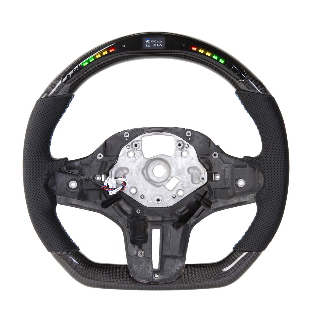 Fit for BMW G20 G22 G26 G30 G60 G80 G82 F90 G90 F97 F98 F95 F96 X3M X4M X5M X6M M3/5 3/5 Series LED Carbon fiber steering wheel