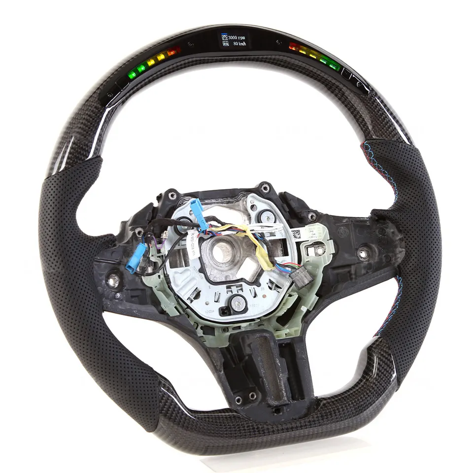 Fit for BMW G20 G22 G26 G30 G60 G80 G82 F90 G90 F97 F98 F95 F96 X3M X4M X5M X6M M3/5 3/5 Series LED Carbon fiber steering wheel