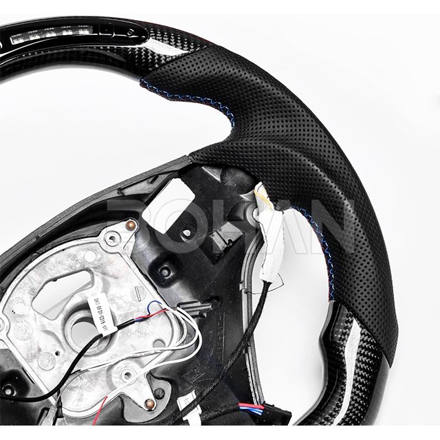 Carbon Wheel Fiber LED D-Type Racing Design Flat Bottom Nappa Leather Steering Wheel for BMW 3 Series E90 1 Series E82 2007-2012