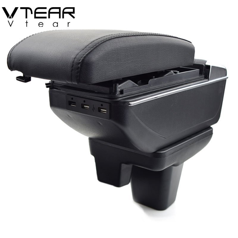 Vtear for MorrisGarages MG3 Armrest USB Charging Interface Heighten Storage Box Central Store Content Arm Rest Car Accessories
