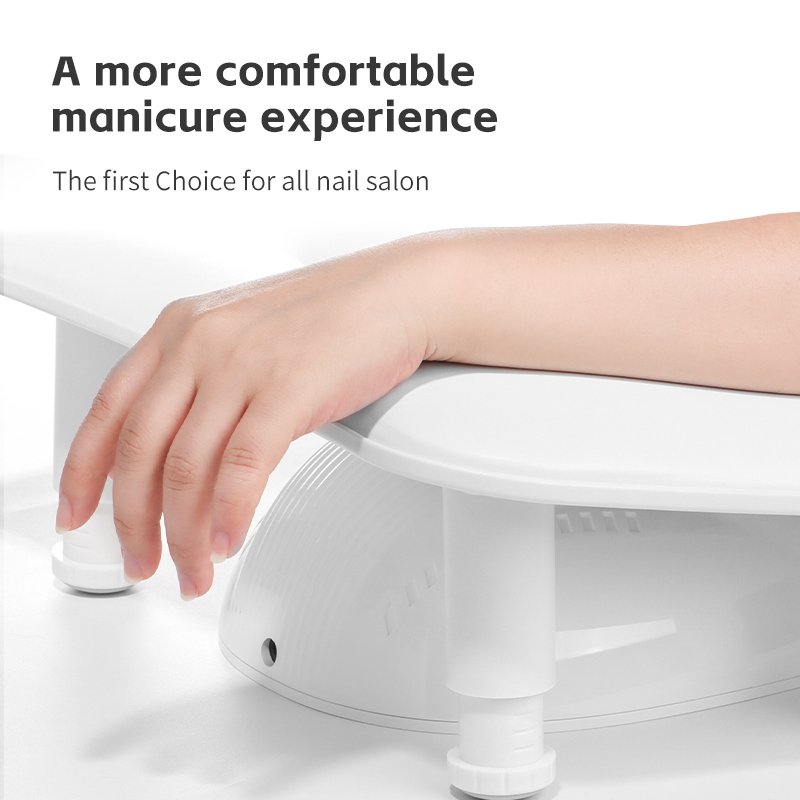 U-Shaped White Nail Armrest Comfortable Manicure Hand Rest Pillow Cushion Height Adjustable Quick Installation Box Included