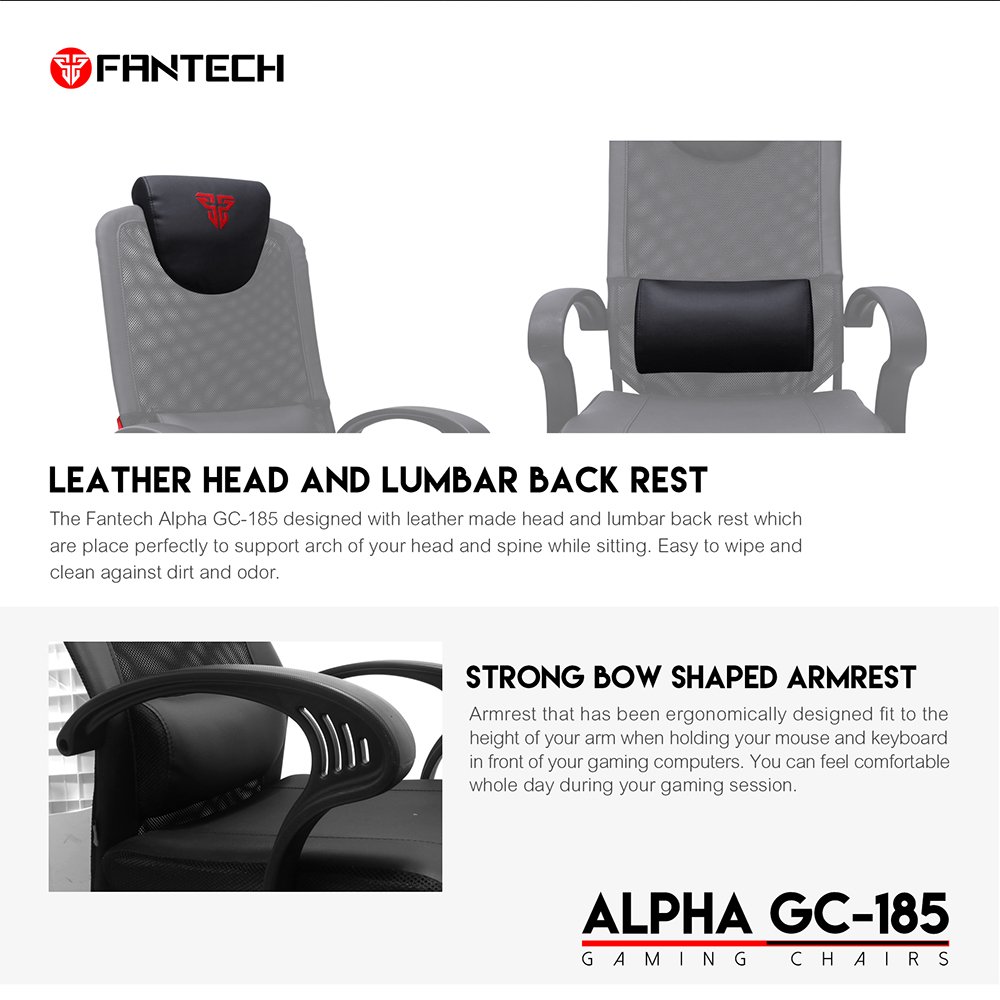 Comfortable Gaming Fantech GC185 Modern Gaming Chair Ergonomic High Backseat Design With Adjustable Armrest for Gamer