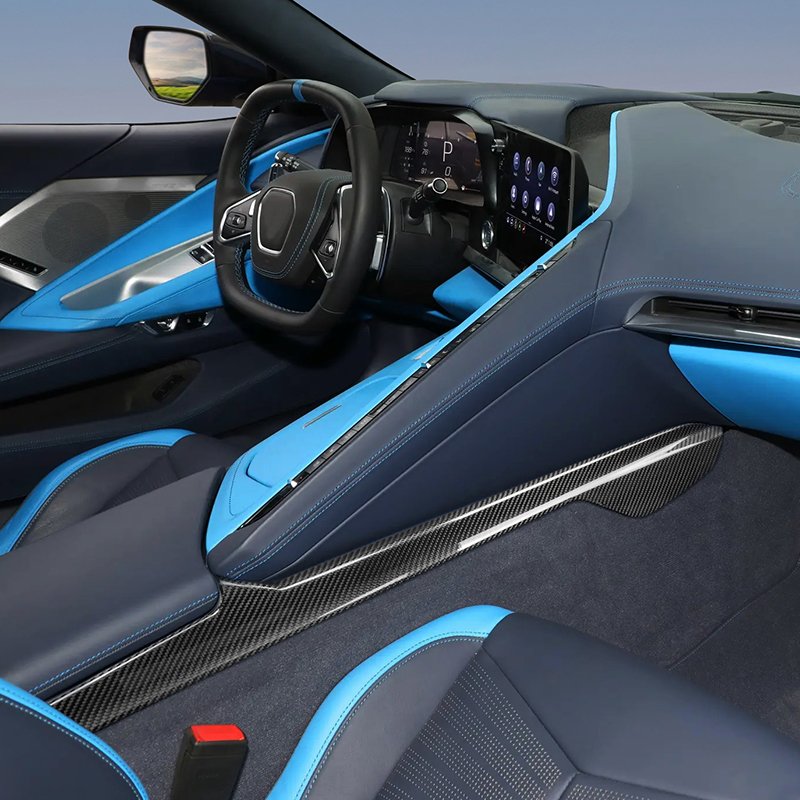 ES Carbon Fiber Armrest Box Decorative Strip Dry Carbon Car Accessories for Chevrolet Corvette C8 2020-2023 Years