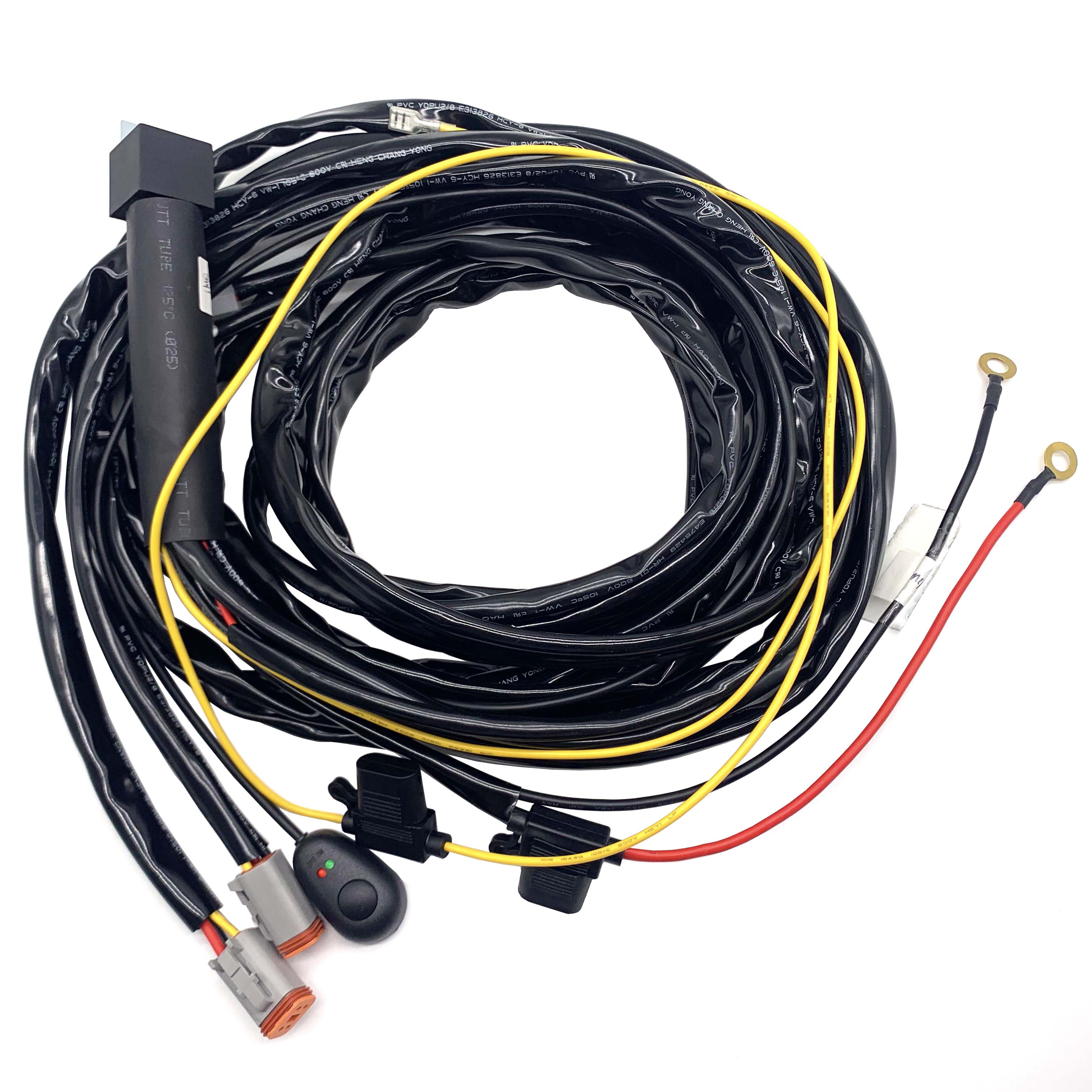 Custom Automotive Relay Wiring Harness 2 Circuit 12V 24V Led Light 4 Pin DT Connector Wire Loom Mouse Switch Auto Engine Wire