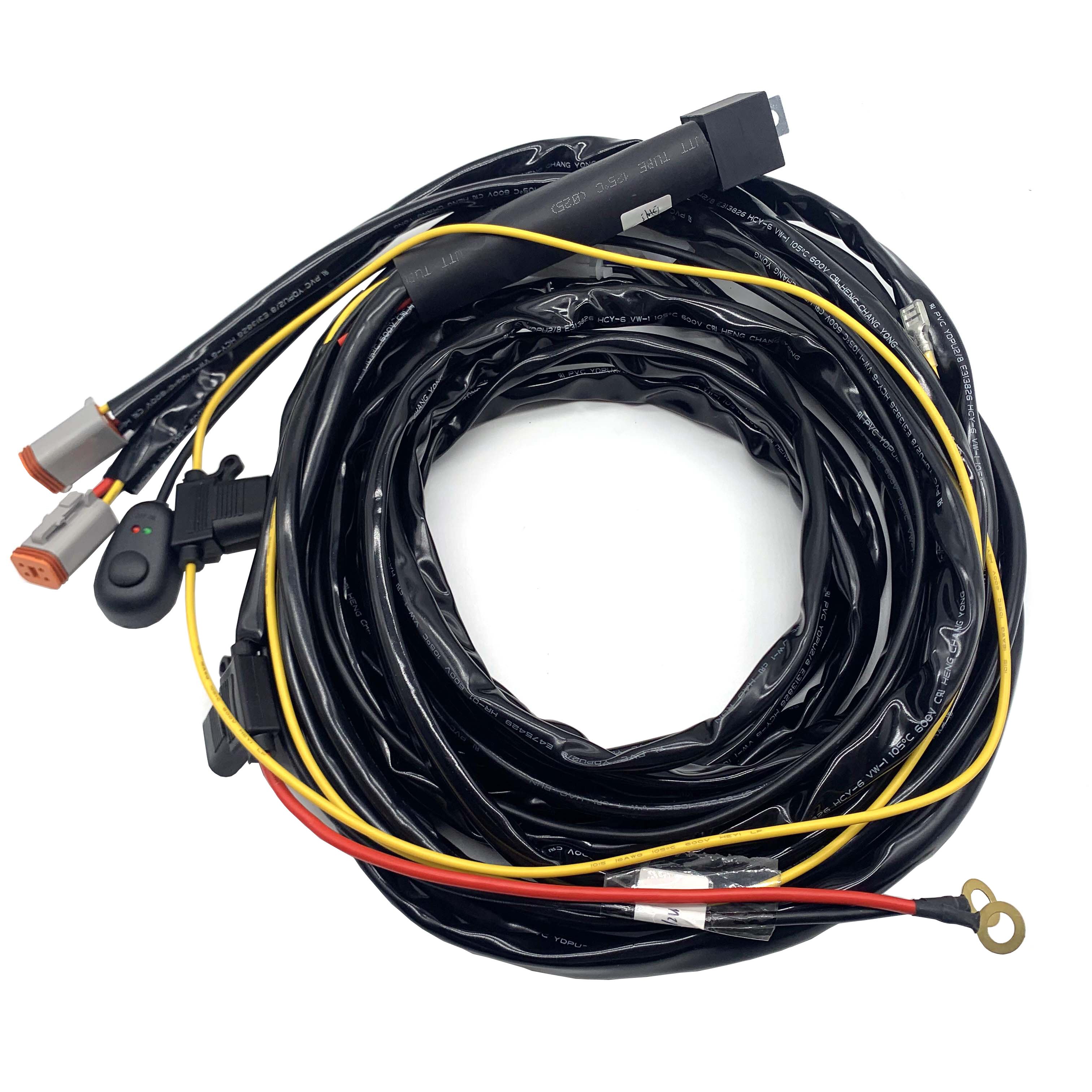 Custom Automotive Relay Wiring Harness 2 Circuit 12V 24V Led Light 4 Pin DT Connector Wire Loom Mouse Switch Auto Engine Wire