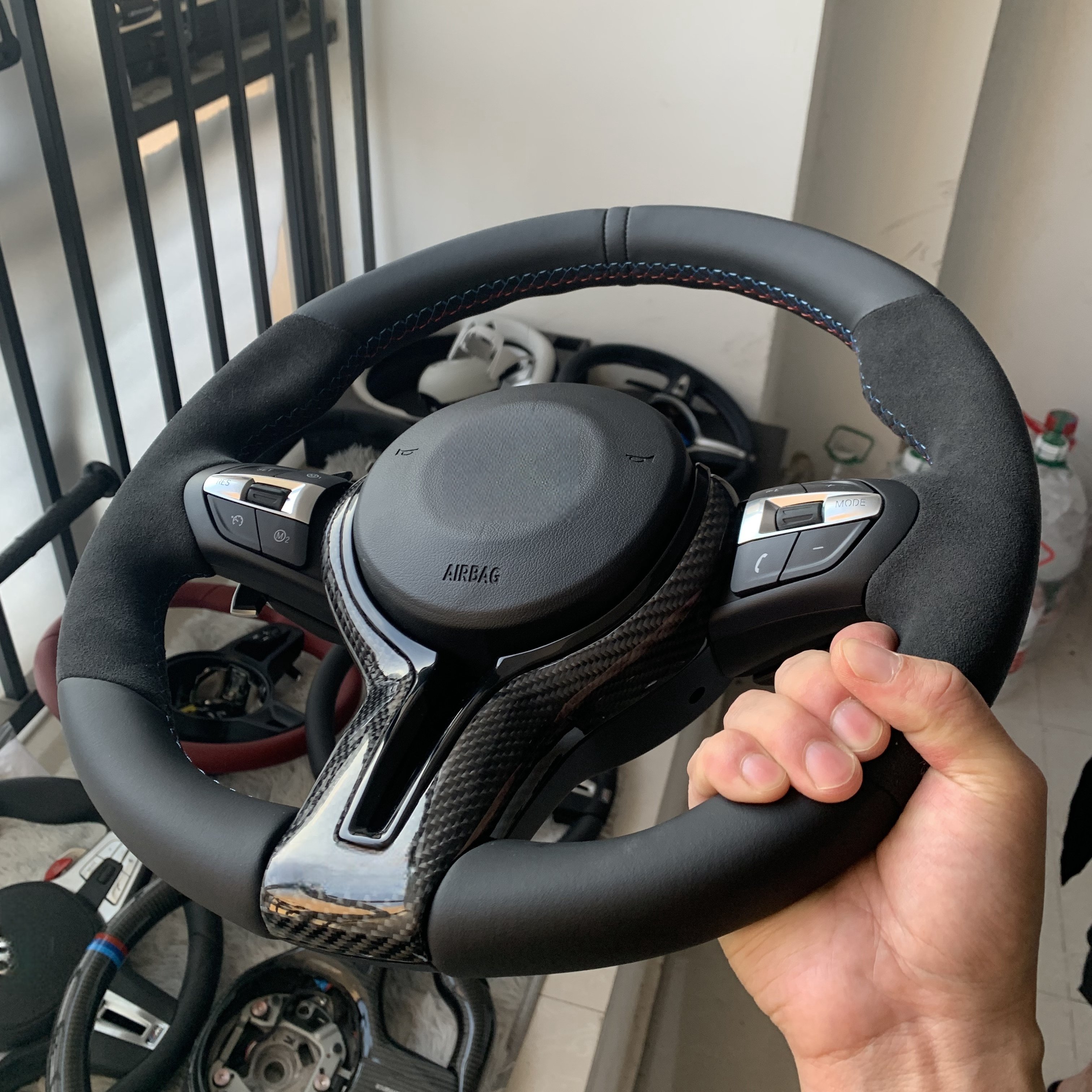High Quality Car Accessories Real Carbon Fiber Leather Steering Wheel Fit For BMW F01 F02 car Steering Wheel