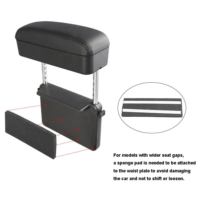 Universal Car Center Armrest Storage Box Adjustable Increase Lift Elbow Support Arm Rest Cover